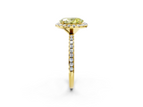 Yellow gold Fancy Yellow Oval  Halo Round Diamond Pavé Band Four-Prong Ring_5
