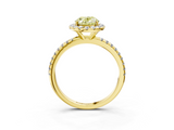 Yellow gold Fancy Yellow Oval  Halo Round Diamond Pavé Band Four-Prong Ring_6
