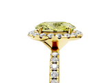Yellow gold Fancy Yellow Oval  Halo Round Diamond Pavé Band Four-Prong Ring_8