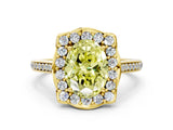 Yellow gold Fancy Yellow Oval  Halo Round Diamond Pave Band with Four-Prong Setting_38