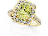 Yellow gold Fancy Yellow Oval  Halo Round Diamond Pave Band with Four-Prong Setting_39