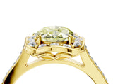 Yellow gold Fancy Yellow Oval  Halo Round Diamond Pave Band with Four-Prong Setting_42