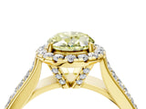 Yellow gold Fancy Yellow Oval  Halo Round Diamond Pave Band with Prong Setting 4