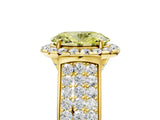 Yellow gold Fancy Yellow Oval  Halo Round Diamond Pave Band with Prong Setting 5
