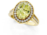 Yellow gold Fancy Yellow Oval  Halo Solitaire Diamond Ring with Pave Band and Bezel Setting_49