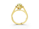 Yellow gold Fancy Yellow Oval  Halo Solitaire Diamond Ring with Pave Band and Bezel Setting_51