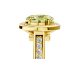 Yellow gold Fancy Yellow Oval  Halo Solitaire Diamond Ring with Pave Band and Bezel Setting_53