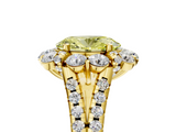 Yellow gold Fancy Yellow Oval  Halo Split Shank Diamond Engagement Ring with Pave Band and Four-Prong Setting_59