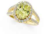 Yellow gold Fancy Yellow Oval  Halo Split Shank Diamond Ring with Four-Prong Setting_33