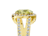 Yellow gold Fancy Yellow Oval  Halo Split Shank Diamond Ring with Four-Prong Setting_37
