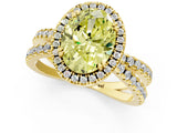 Yellow gold Fancy Yellow Oval  Halo Split Shank Diamond Ring with Pavé Setting 1