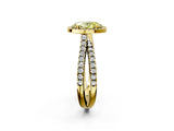 Yellow gold Fancy Yellow Oval  Halo Split Shank Diamond Ring with Pavé Setting 2