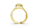 Yellow gold Fancy Yellow Oval  Halo Split Shank Diamond Ring with Pavé Setting 3