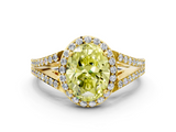 Yellow gold Fancy Yellow Oval  Halo Split Shank Diamond Ring with Prong Setting_20