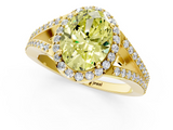 Yellow gold Fancy Yellow Oval  Halo Split Shank Diamond Ring with Prong Setting_21