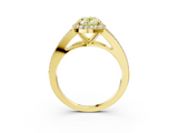 Yellow gold Fancy Yellow Oval  Halo Split Shank Diamond Ring with Prong Setting_23