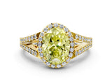 Yellow gold Fancy Yellow Oval  Halo Split Shank Pave Diamond Ring with Four-Prong Setting_49