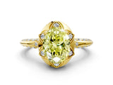 Yellow gold Fancy Yellow Oval  Halo Split Shank Pave Diamond Ring with Petal Prong Setting_21
