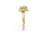 Yellow gold Fancy Yellow Oval  Halo Split Shank Pave Diamond Ring with Petal Prong Setting_23