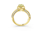 Yellow gold Fancy Yellow Oval  Halo Split Shank Pave Diamond Ring with Petal Prong Setting_24