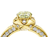 Yellow gold Fancy Yellow Oval  Halo Split Shank Pave Diamond Ring with Petal Prong Setting_25