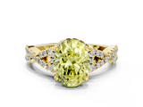Yellow gold Fancy Yellow Oval  Halo Twist Band Solitaire Prong Setting Ring_81