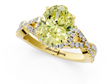 Yellow gold Fancy Yellow Oval  Halo Twist Band Solitaire Prong Setting Ring_82