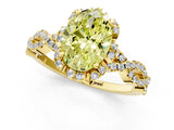 Yellow gold Fancy Yellow Oval  Halo Twist Band Solitaire Ring with Six-Prong Setting_33