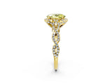 Yellow gold Fancy Yellow Oval  Halo Twist Band Solitaire Ring with Six-Prong Setting_34