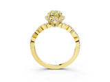 Yellow gold Fancy Yellow Oval  Halo Twist Band Solitaire Ring with Six-Prong Setting_35