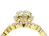 Yellow gold Fancy Yellow Oval  Halo Twist Band Solitaire Ring with Six-Prong Setting_36