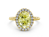 Yellow gold Fancy Yellow Oval  Halo Twisted Band Four-Prong Diamond Ring_20