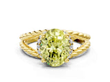 Yellow gold Fancy Yellow Oval  Halo Twisted Band Four-Prong Ring_32