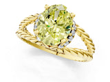 Yellow gold Fancy Yellow Oval  Halo Twisted Band Four-Prong Ring_33