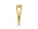 Yellow gold Fancy Yellow Oval  Halo Twisted Band Four-Prong Ring_34