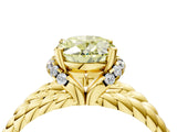 Yellow gold Fancy Yellow Oval  Halo Twisted Band Four-Prong Ring_36