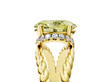 Yellow gold Fancy Yellow Oval  Halo Twisted Band Four-Prong Ring_37