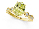 Yellow gold Fancy Yellow Oval  Milgrain Bezel Diamond Engagement Ring with Solitaire Prong Setting_168