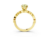 Yellow gold Fancy Yellow Oval  Milgrain Bezel Diamond Engagement Ring with Solitaire Prong Setting_170