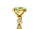 Yellow gold Fancy Yellow Oval  Milgrain Bezel Diamond Engagement Ring with Solitaire Prong Setting_172
