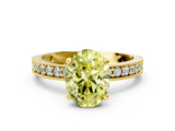 Yellow gold Fancy Yellow Oval  Milgrain Pave Diamond Engagement Ring with Four-Prong Setting_144