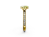 Yellow gold Fancy Yellow Oval  Milgrain Pave Diamond Engagement Ring with Four-Prong Setting_146