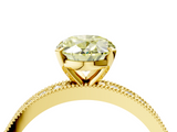 Yellow gold Fancy Yellow Oval  Milgrain Pave Diamond Engagement Ring with Four-Prong Setting_148
