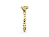 Yellow gold Fancy Yellow Oval  Solitaire Beaded Band Prong Setting Ring 2
