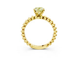 Yellow gold Fancy Yellow Oval  Solitaire Beaded Band Prong Setting Ring 3