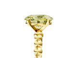 Yellow gold Fancy Yellow Oval  Solitaire Beaded Band Prong Setting Ring 5