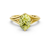Yellow gold Fancy Yellow Oval  Solitaire Beaded Band Six-Prong Setting