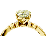 Yellow gold Fancy Yellow Oval  Solitaire Beaded Band with Four-Prong Setting_49