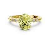 Yellow gold Fancy Yellow Oval  Solitaire Bezel Accent Diamond Engagement Ring with Beaded Band and Four-Prong Setting_24