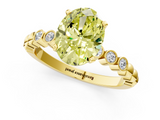 Yellow gold Fancy Yellow Oval  Solitaire Bezel Accent Diamond Engagement Ring with Beaded Band and Four-Prong Setting_25